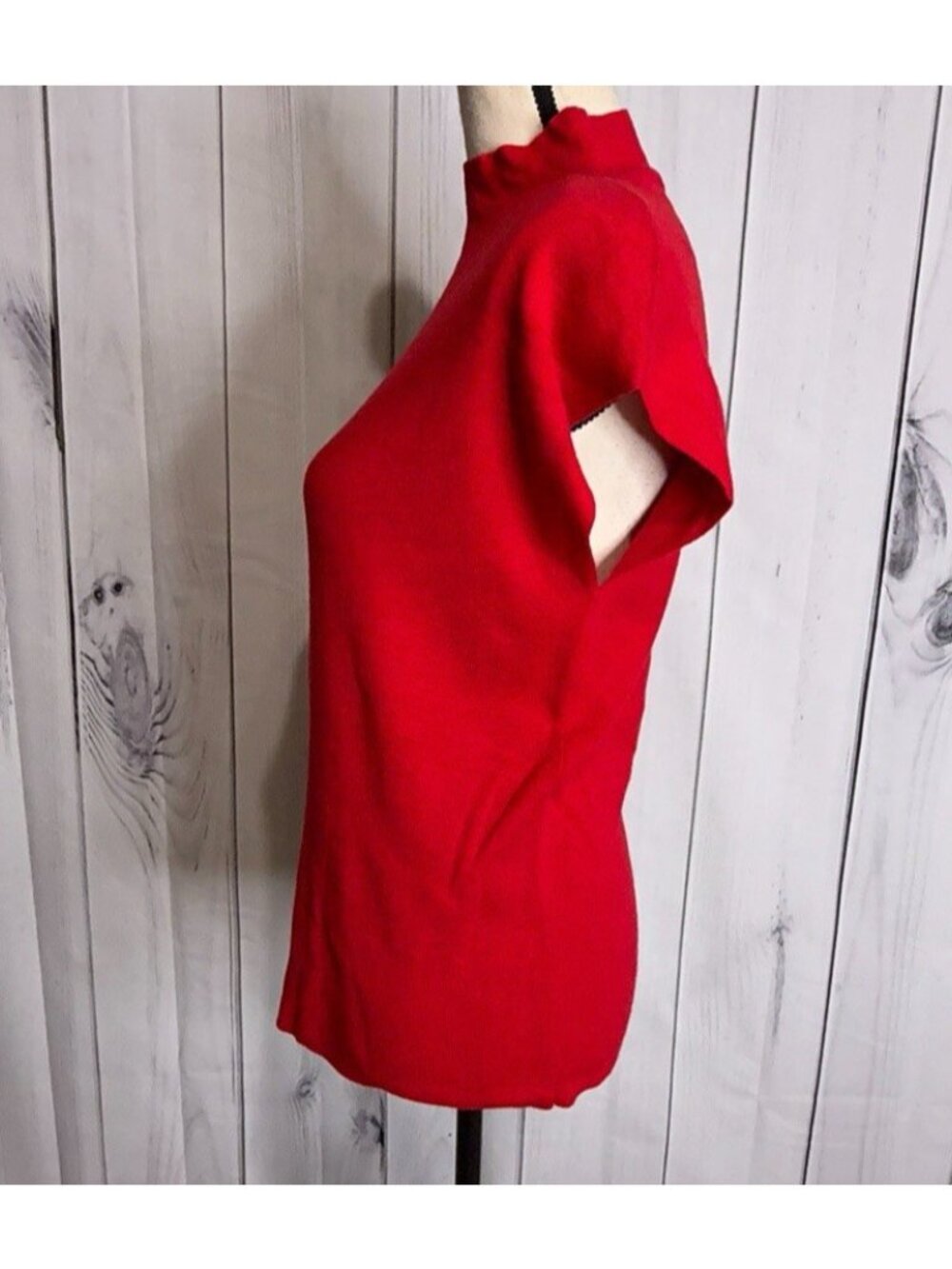 Ann Taylor Petite Sz LP Mock Neck Sleeveless Knit Top Sweater Red Capsule - Picture 4 of 9